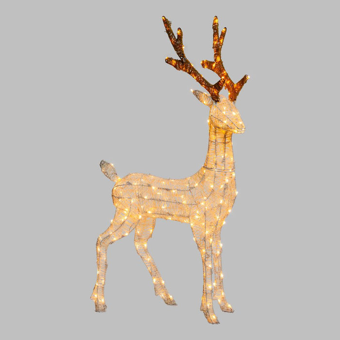 Renna 3D crema e marrone 105 cm, led bianco extra caldo