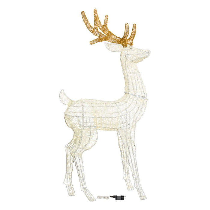 Renna Cream & Brown h. 125 o 160 cm con testa ruotata, led bianco extra caldo