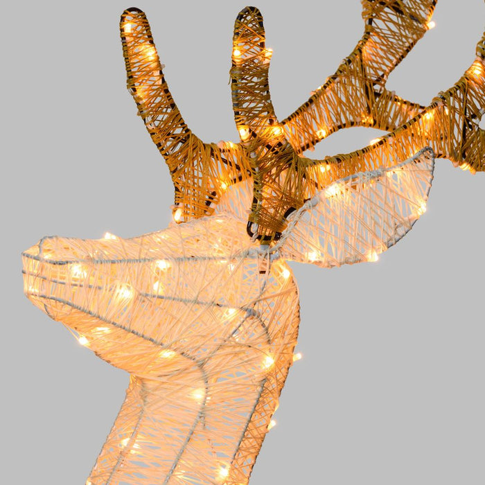Renna Cream & Brown h. 125 o 160 cm con testa ruotata, led bianco extra caldo