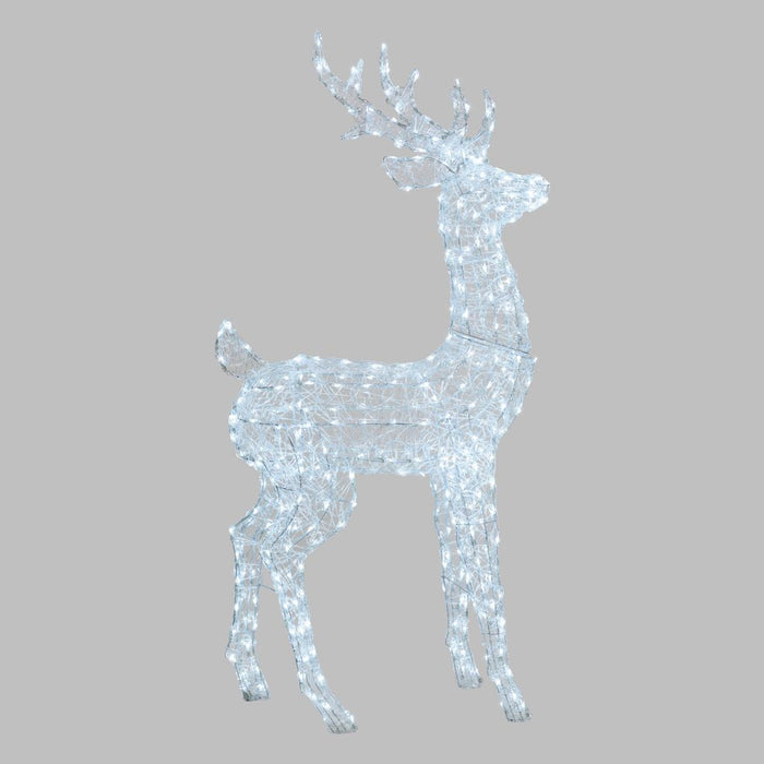 Renna testa ruotata in acrilico, h. 160 cm, led bianco freddo
