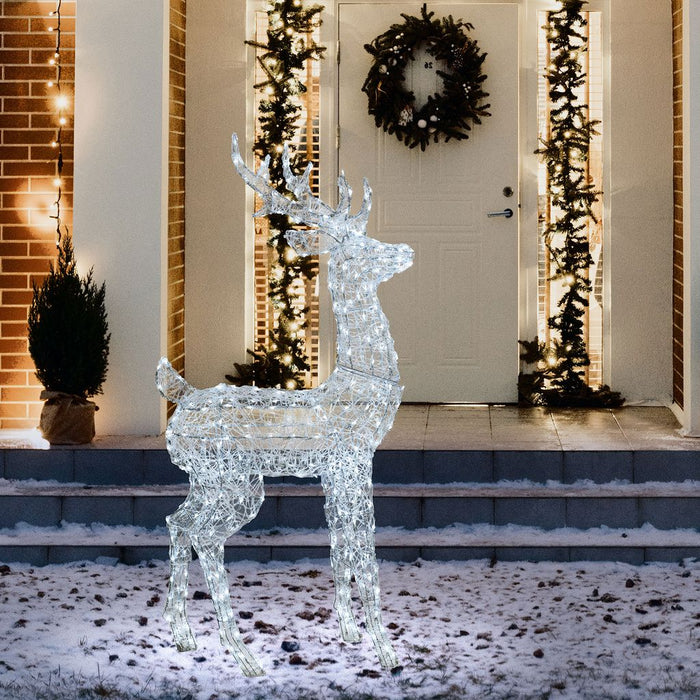 Renna testa ruotata in acrilico, h. 160 cm, led bianco freddo