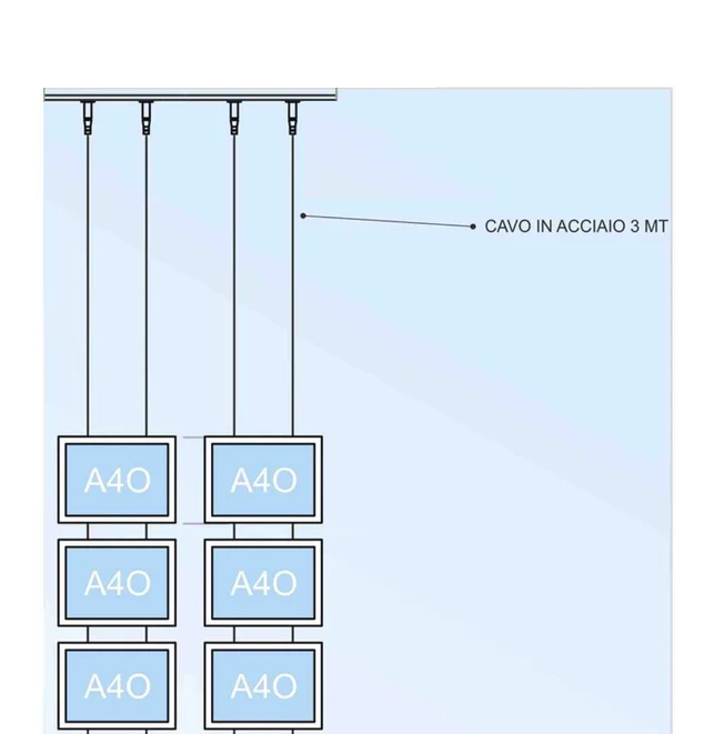 Vetrina ALL INCLUSIVE LED 6 tasche bifacciali A4 orizzontale
