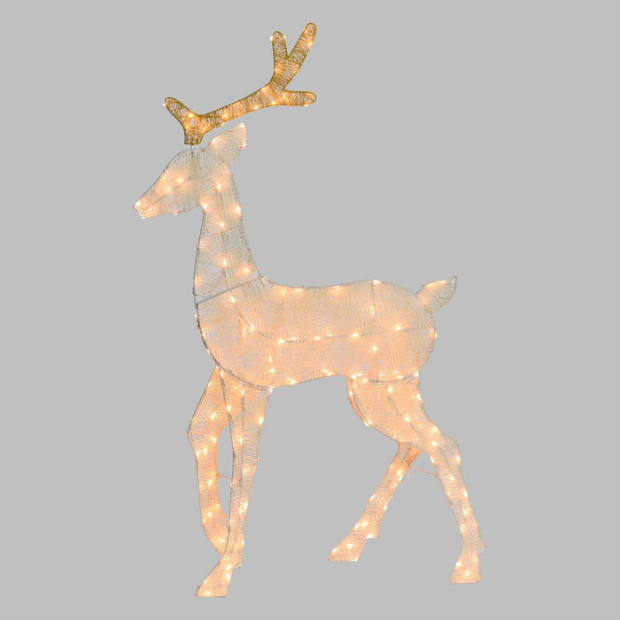 Renna 2D crema e marrone 143 cm, led bianco extra caldo