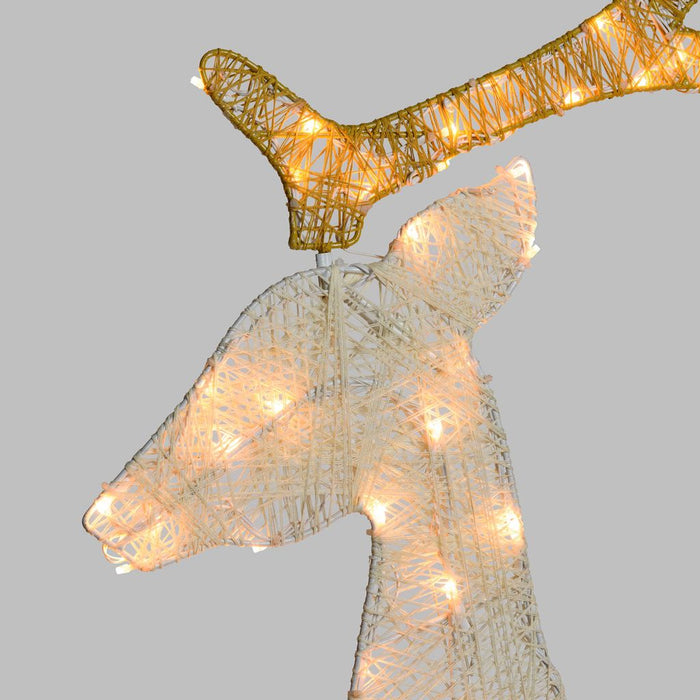 Renna 2D crema e marrone 143 cm, led bianco extra caldo