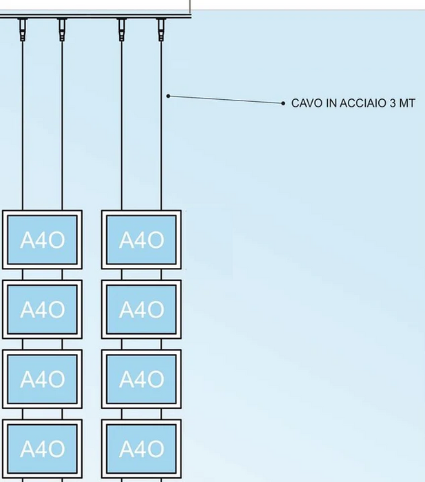 Vetrina ALL INCLUSIVE LED 8 tasche bifacciali A4 orizzontale