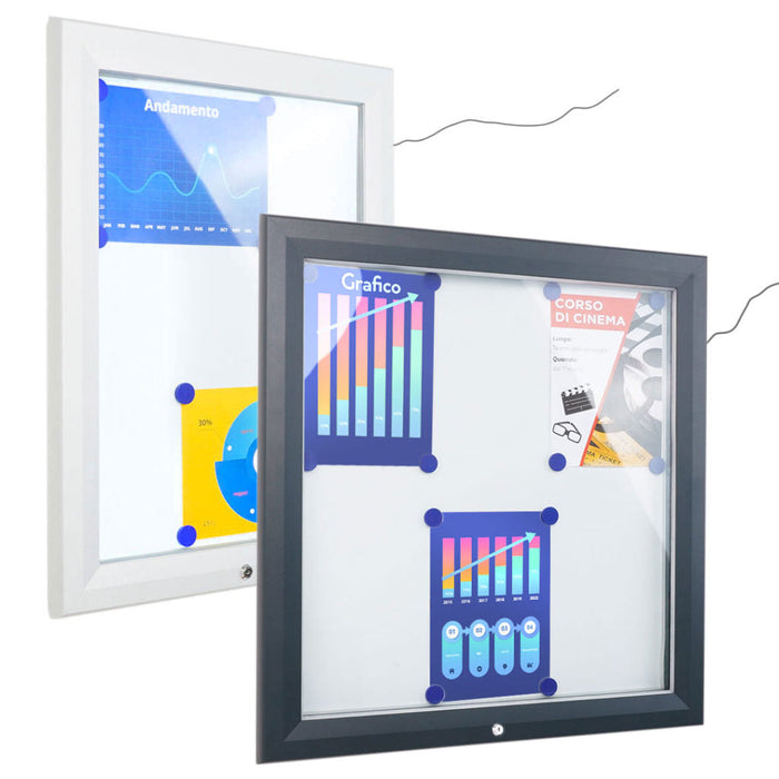 Tablón de anuncios para exteriores con certificación IP56 LED gris RAL 7016