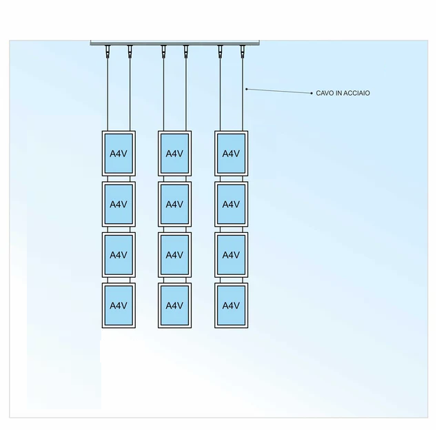 Vetrina ALL INCLUSIVE LED 12 tasche bifacciali A4 verticale