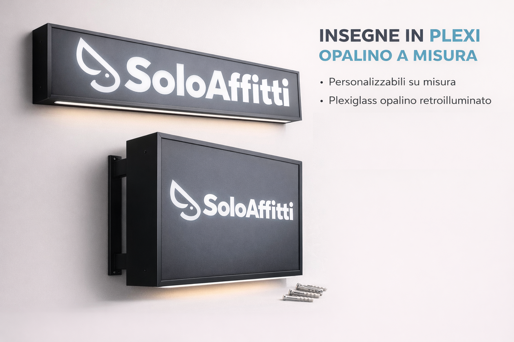 Insegna Retroilluminata in Plexiglass Opalino su Misura – LED Personalizzata