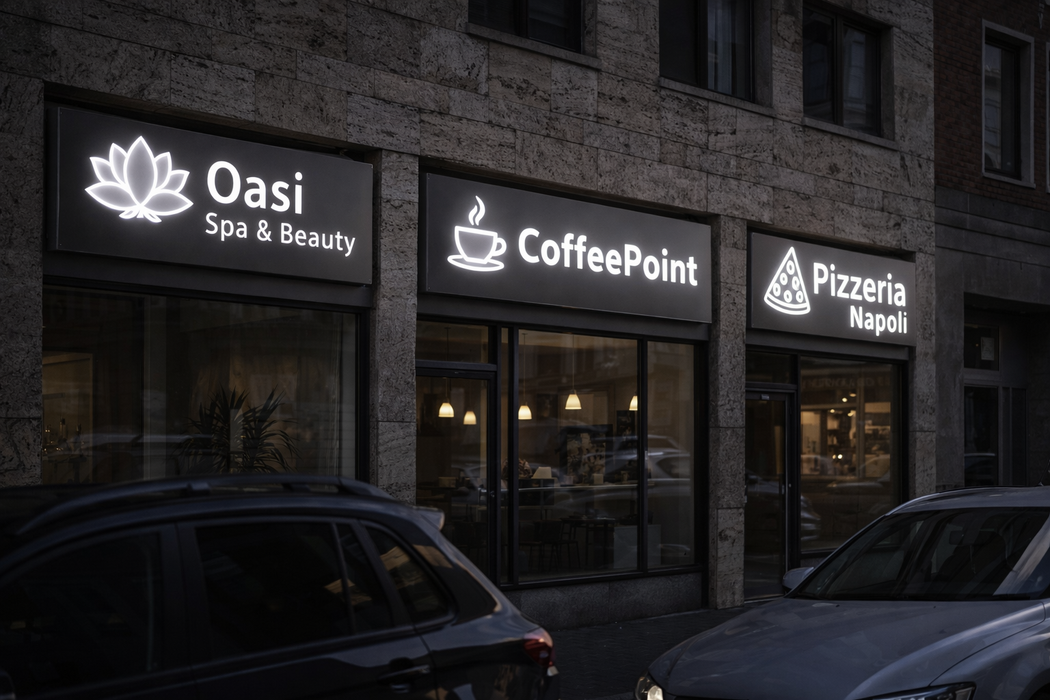 Insegna Retroilluminata in Plexiglass Opalino su Misura – LED Personalizzata