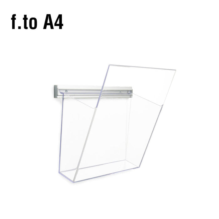 Portafolletos de plexiglás con barra para 1 bandeja A4 