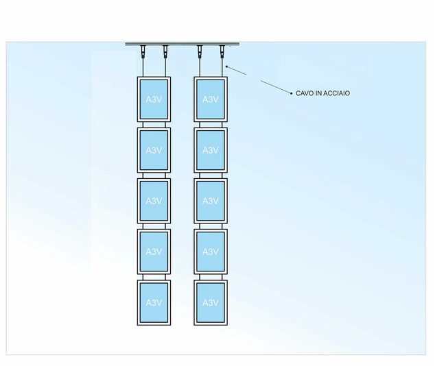 Vetrina ALL INCLUSIVE LED 10 tasche bifacciali A3 verticale