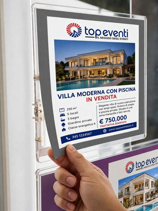 Vetrina ALL INCLUSIVE LED 12 tasche bifacciali A3 orizzontale