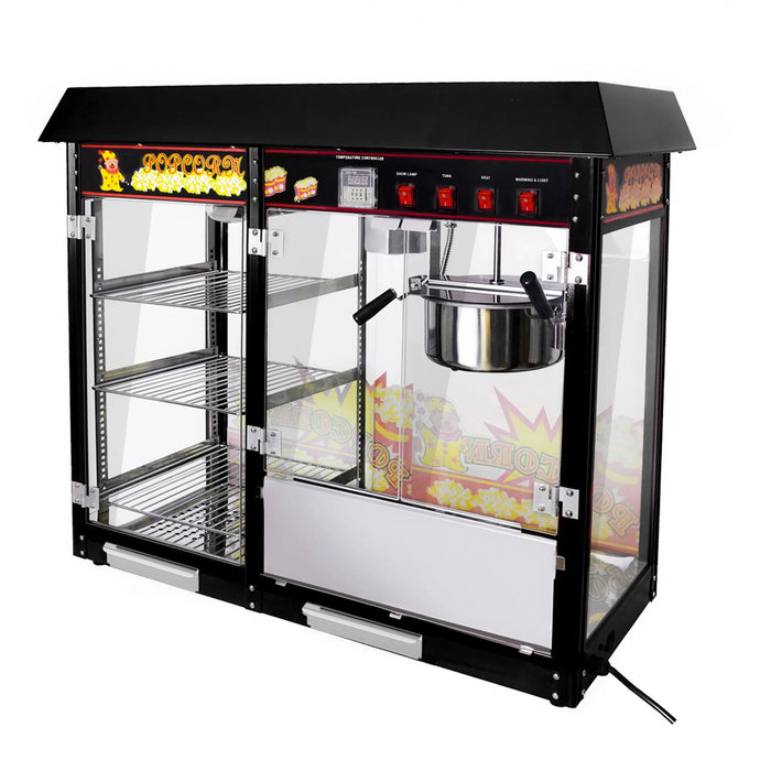 Máquina de palomitas para eventos con estantes calefactables