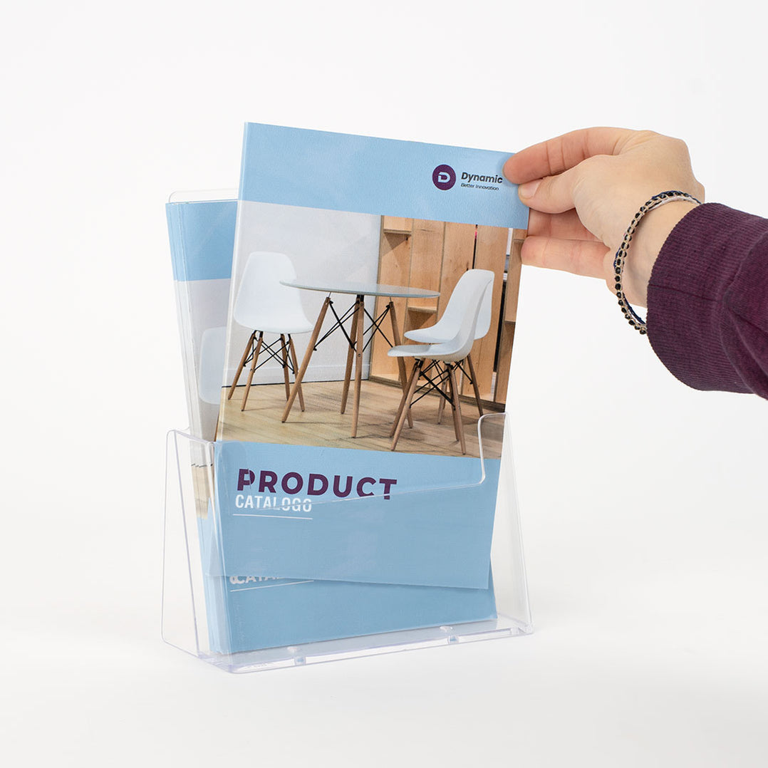Espositore Porta Depliant Pubblicitari Da Banco PDB401 – 4 Tasche Formato A5 Verticale – Per Ufficio, Negozio, Scrivania