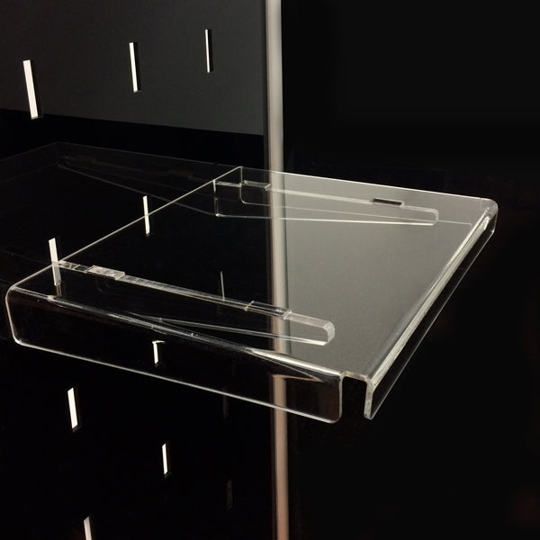Pannello divisorio attrezzabile con ripiani in plexiglass per Aziende