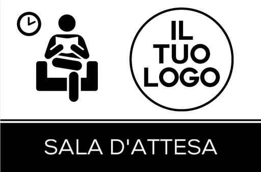 Adesivo Segnaletica SALA D'ATTESA personalizzato con logo Varie Misure