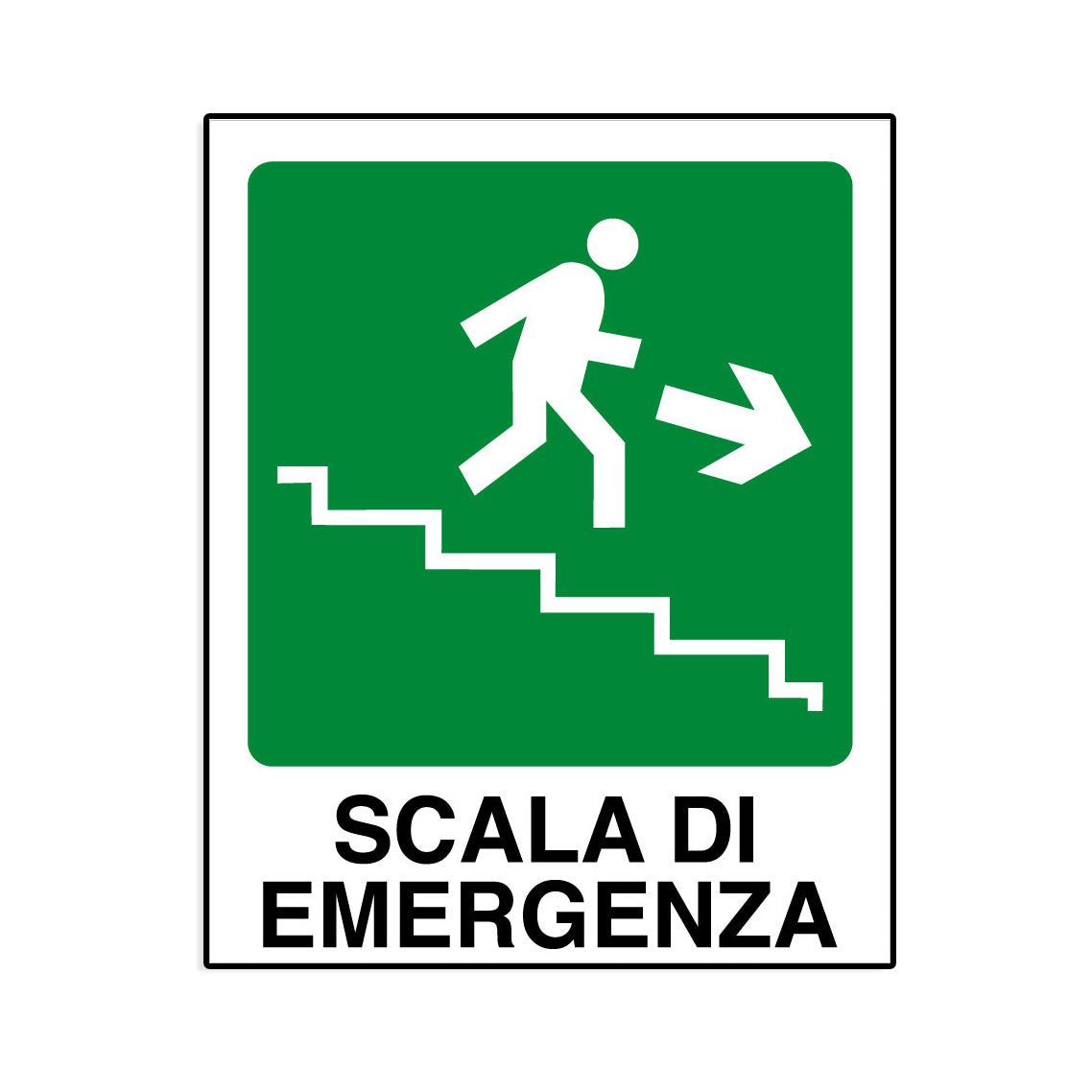 Cartello in alluminio SCALA DI EMERGENZA a destra | Top Eventi Store, image size:1138x1138