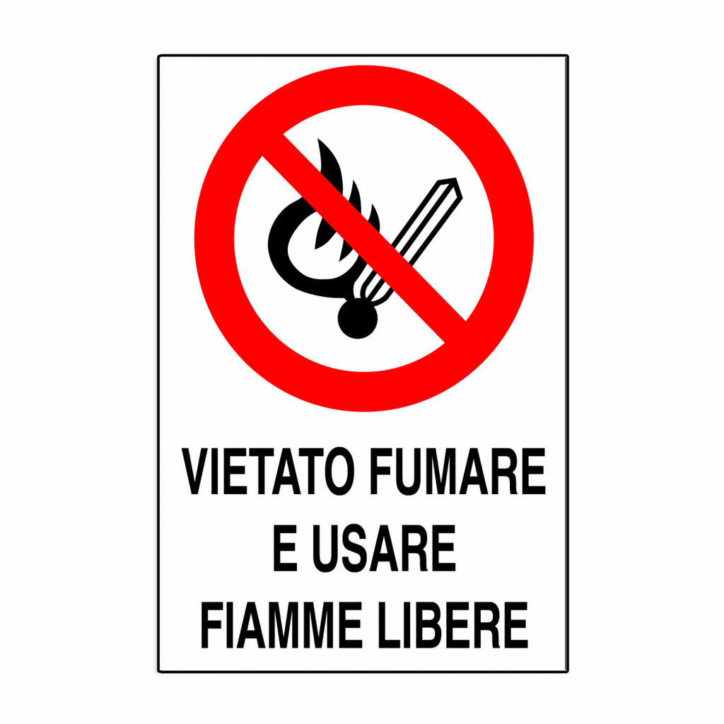 Cartello in allumino VIETATO FUMARE E USARE FIAMME LIBERE 35x12,5 cm (13392)