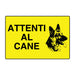 Cartello giallo in alluminio ATTENTI AL CANE | Top Eventi Store