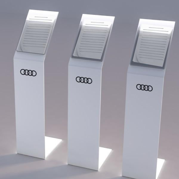 Espositore Pieghevole Per Volantini Da Pavimento - 4 Ripiani In Metallo Bianco, Per Cataloghi E Riviste - Foto 7