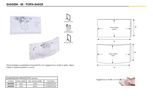 Porta badge curvo in plexiglass 80 x 32 mm con clip | Top Eventi Store 2